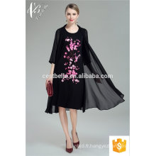 African Blue Black Short Sleeve Dernier design Plain Printed Chiffon Dresses
